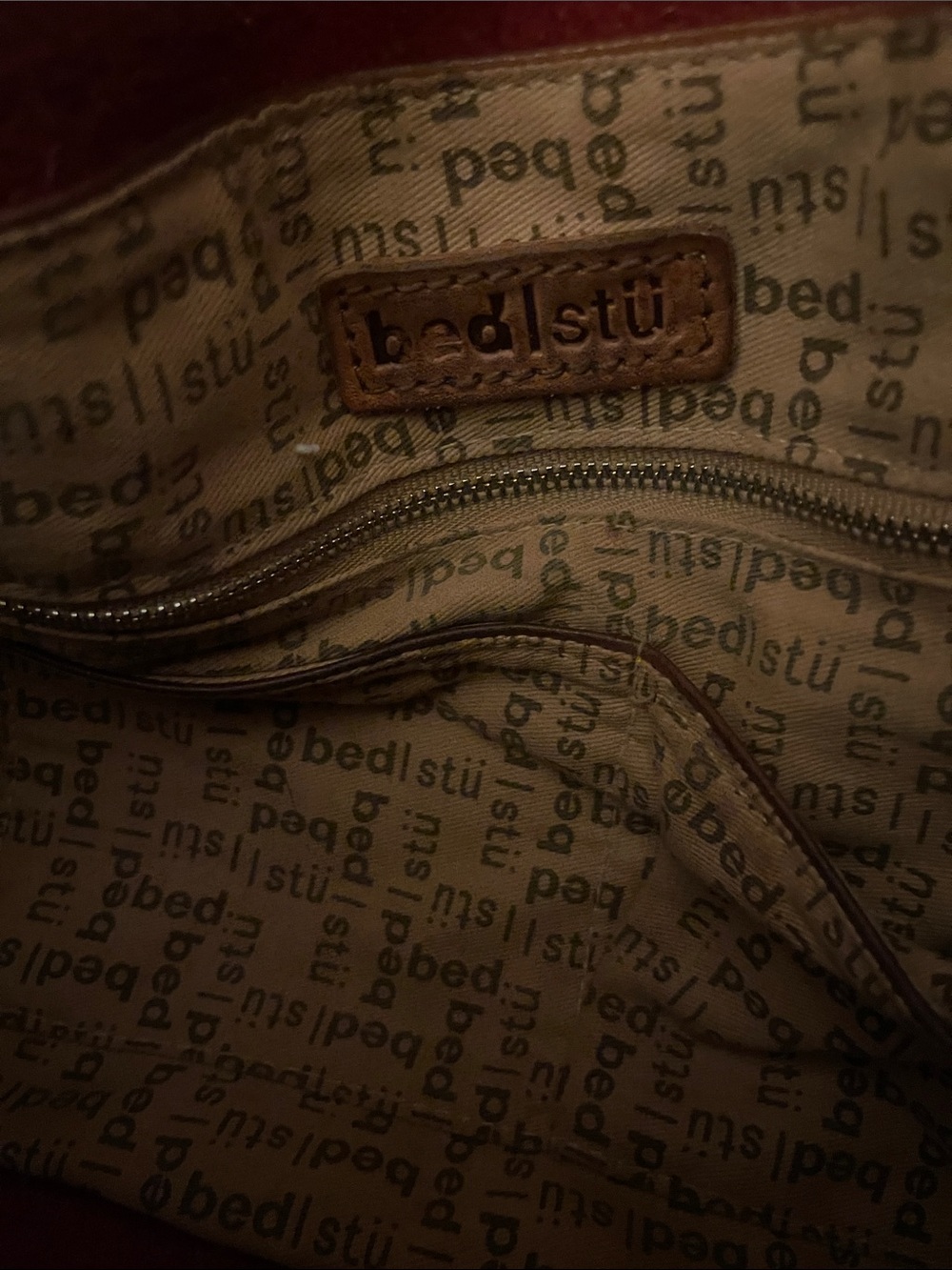 Bed Stu Leather Shoulder Tote in Burgundy and Dark Brown - Picture 6 of 9